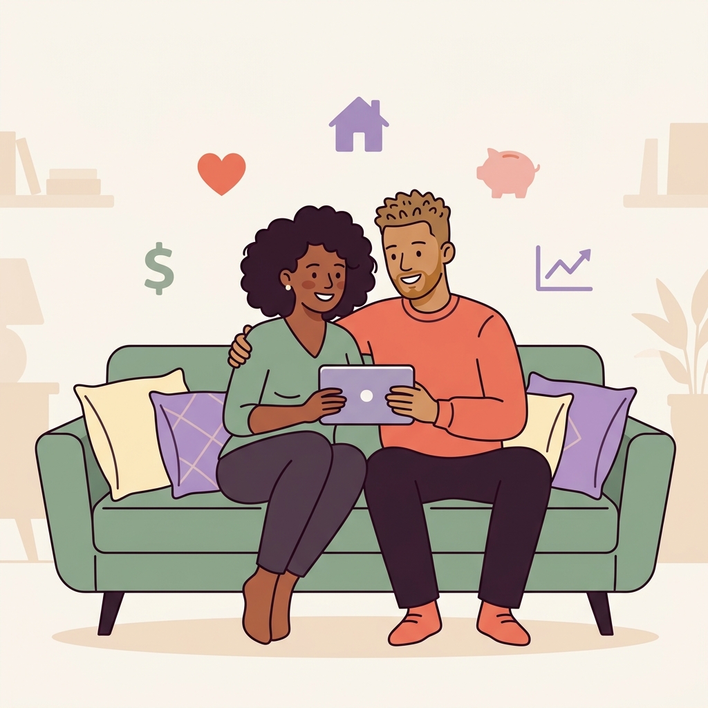 Couple managing finances together